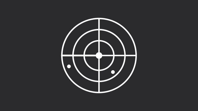 Minimalist radar screen animation with scanning motion and target detection animation
