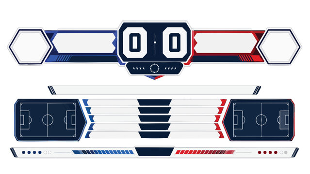 Editable football scoreboard template with modern design and soccer field graphics
