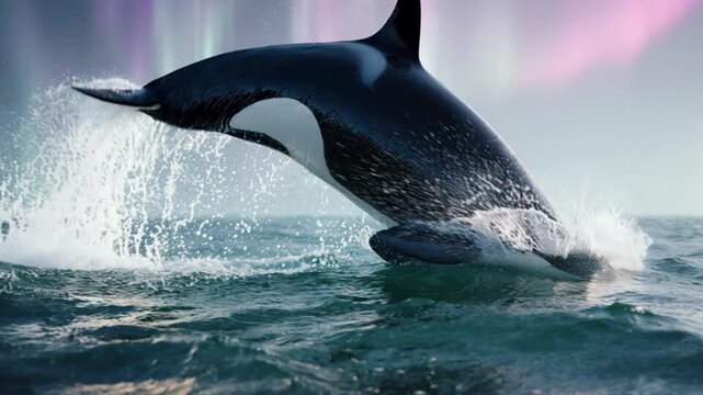 Orca Whale Breaching Ocean