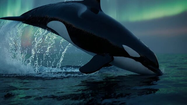 Orca Whale Breaching Ocean