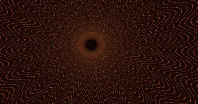 Abstract dark turquoise digital tunnel with undulating wave patterns, hypnotic motion background and circular geometric lines.