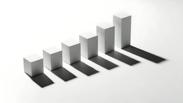 3d rendered bar chart with increasing height blocks
