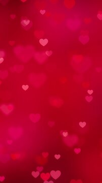 valentines day hearts soft red blur animation,love and passion 14 February and anniversary celebration blank vertical social media motion background