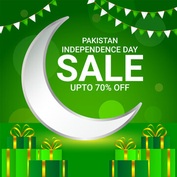 Vector illustration of Pakistan Independence Day Sale social media template