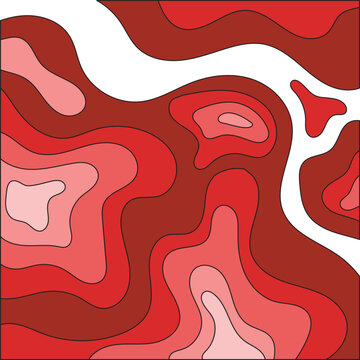 Contour flow red pattern line color fo background