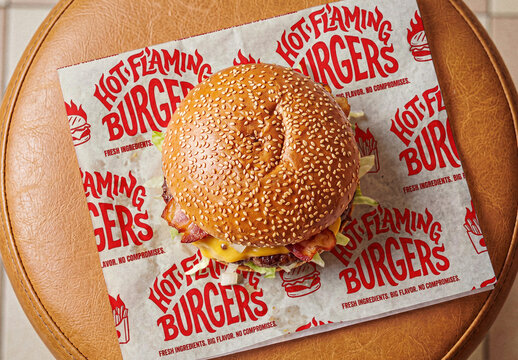 Burger Wrapping Paper Mockup