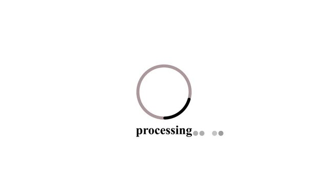 Loading animation with rotating black segment on white background for web site interface.
