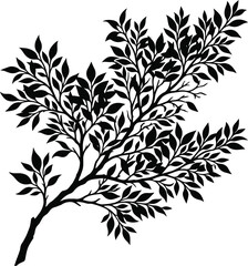 Obraz premium Dense black silhouette foliage branch decorative design with botanical