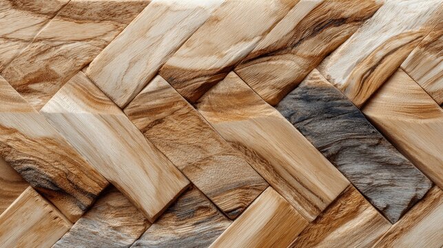 Rubberwood finger joint board texture, light blonde wood, visible zigzag joints, smooth table top background, furniture material 
