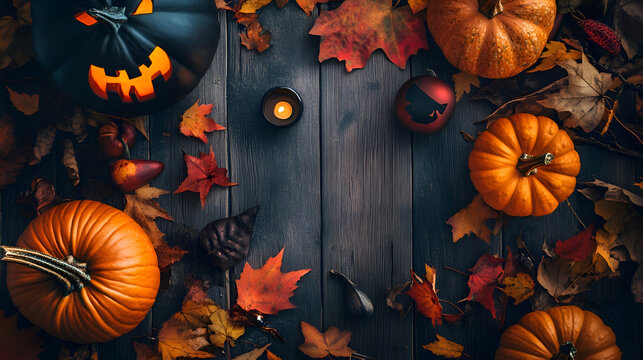 halloween pumpkins on a black background