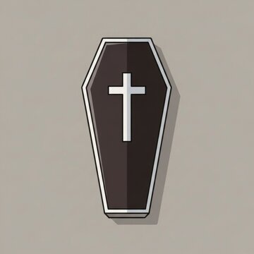 Decorative coffin silhouette with cross symbol for funeral symbolism and religious significance.