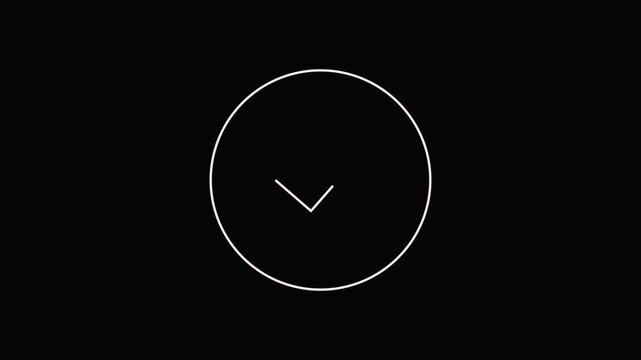 Minimal white outline clock drawing a tick mark icon video