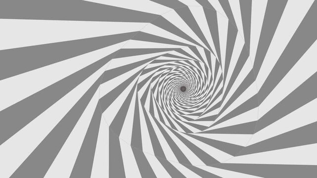 Spiral pattern with alternating gray and white stripes in motion