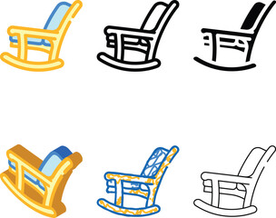Obraz premium rocking chair outdoor furniture color icon variations vector. rocking chair outdoor furniture sign. isolated symbol illustration