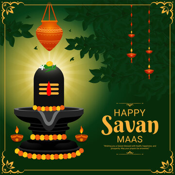 Vector illustration of Happy Sawan Maas social media template