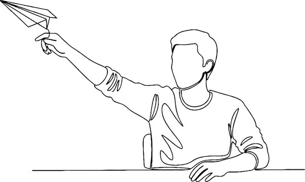 Person throwing paper airplane in casual setting.