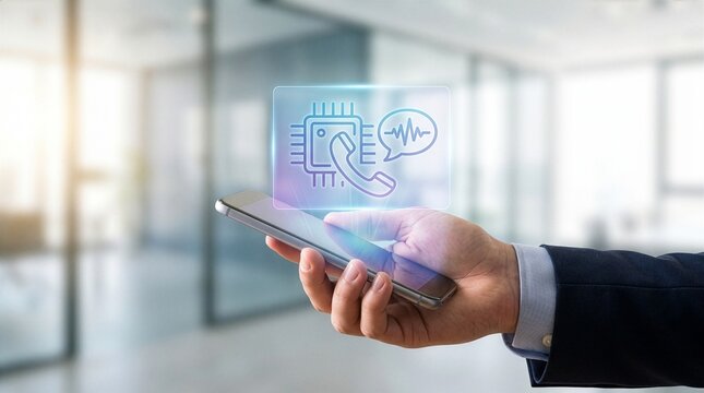 AI Voice Assistant Calling Interface on Smartphone Mobile Communication Technology with Virtual Support Chatbot Automated Phone Service. new 