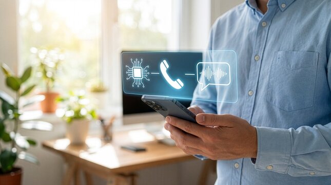 AI Voice Assistant Calling Interface on Smartphone Mobile Communication Technology with Virtual Support Chatbot Automated Phone Service and Smart 