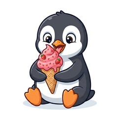Fototapeta premium Penguin eating ice-cream 