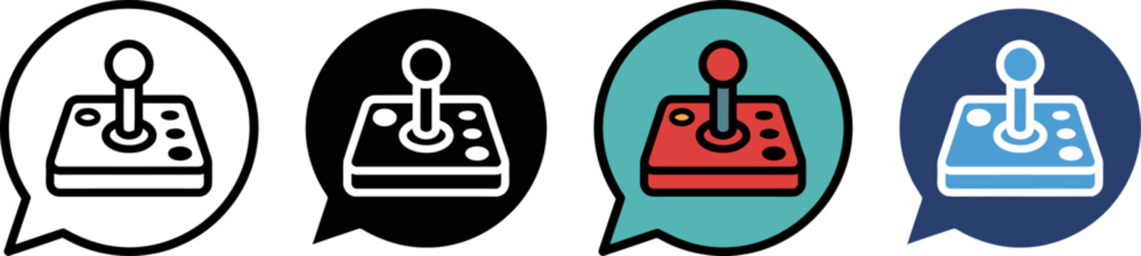 Colorful video game controller icons in speech bubbles for gaming design