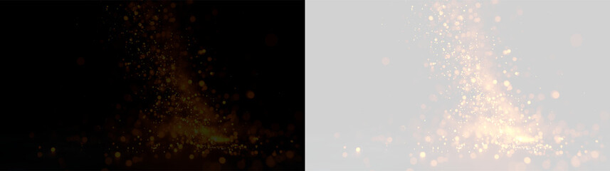 Fire and sparks rise from the ground creating a bright display on a transparent background © denzelll