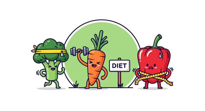 Funny Vegetables Exercising and Dieting