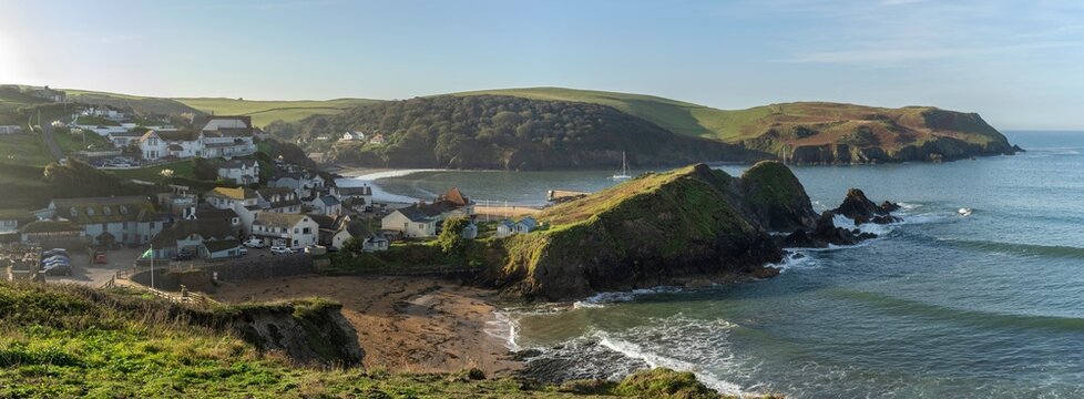 Panorama of Hope Cove, Devon, England