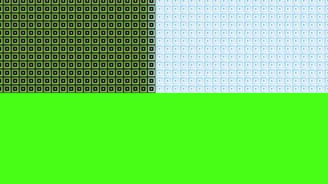 Abstract Pixelated Quadrant Wipe Transition Over Green Screen With Colorful Retro Grid Blocks