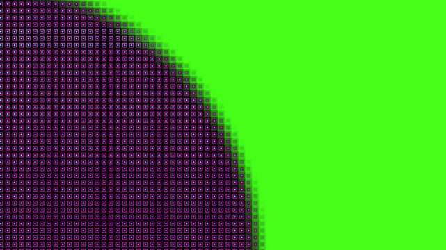 Bottom Left Radial Purple Pixelated Grid Wipe Transition On Green Screen Background For Video Editing And Motion Graphics.mp4