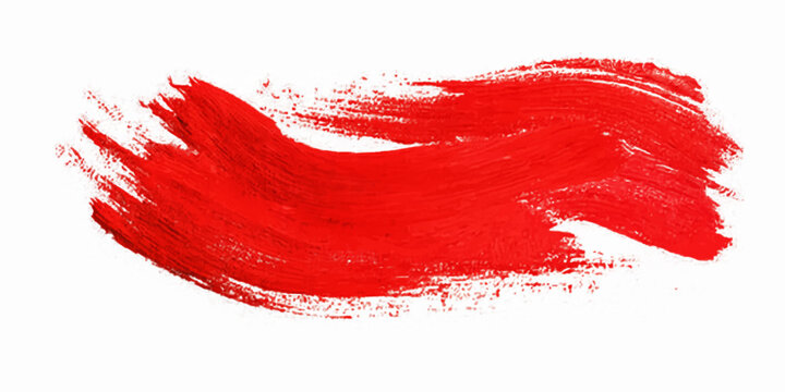 Red lip gloss splash with grunge ink and watercolor texture design on white background