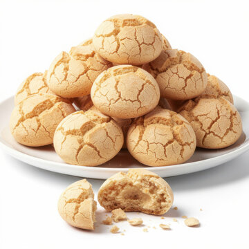 Authentic Amaretti di Saronno Almond Cookies Isolated on White Background