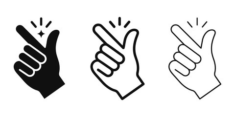 Fototapeta premium Finger snap icon silhouette vector, bold outline and line art design