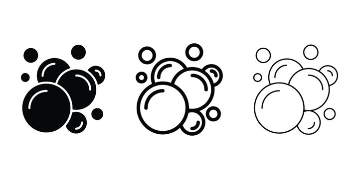 Soap bubbles icon silhouette vector, bold outline and line art design