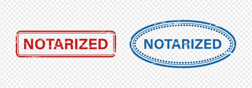 Notarized Rubber Seal Stamp Set Design, Official Notary Public Seal Collection