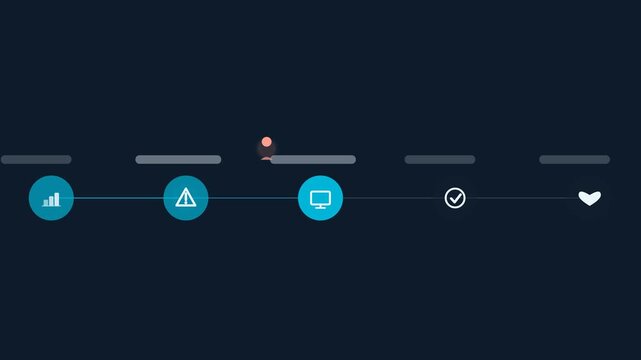 navy blue and cyan flat design customer success intervention animation horizontal background