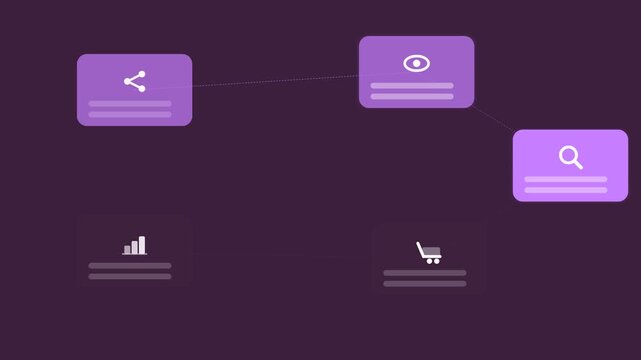 plum and coral red flat design influencer campaign attribution animation horizontal background