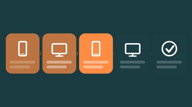 teal and orange flat design cross-device attribution animation horizontal background