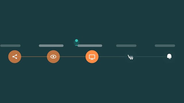 teal and orange flat design social commerce journey animation horizontal background