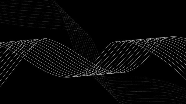 Minimalist abstract background with intersecting wave lines creating flowing ribbon patterns animation