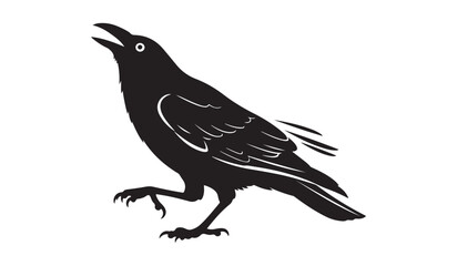 Obraz premium Black crow silhouette raven bird profile isolated on white background vector design
