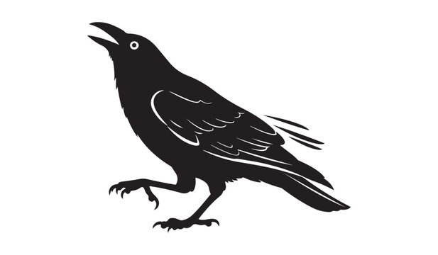 Black crow silhouette raven bird profile isolated on white background vector design