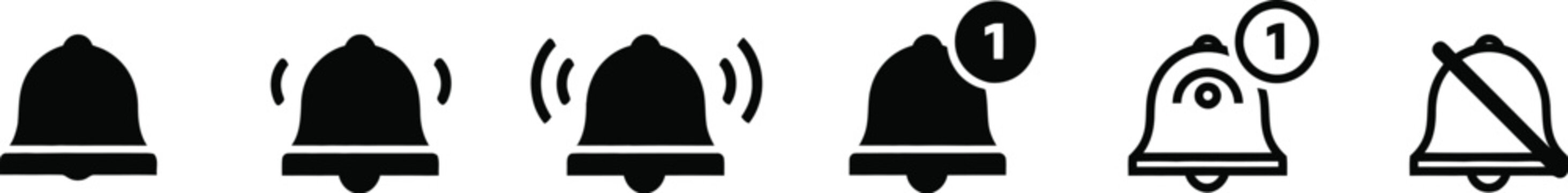 Bell icon set notification alert sound update ring status