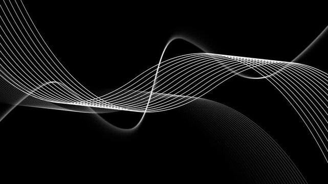 Elegant flowing lines forming overlapping sine-wave ribbons animation