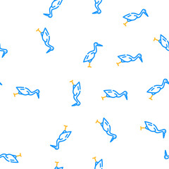 Obraz premium crane bird vector seamless pattern crane bird sign illustration