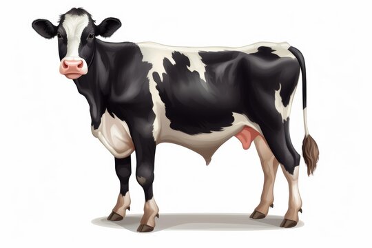 Black and white holstein friesian dairy cow with udder representing milk and agriculture