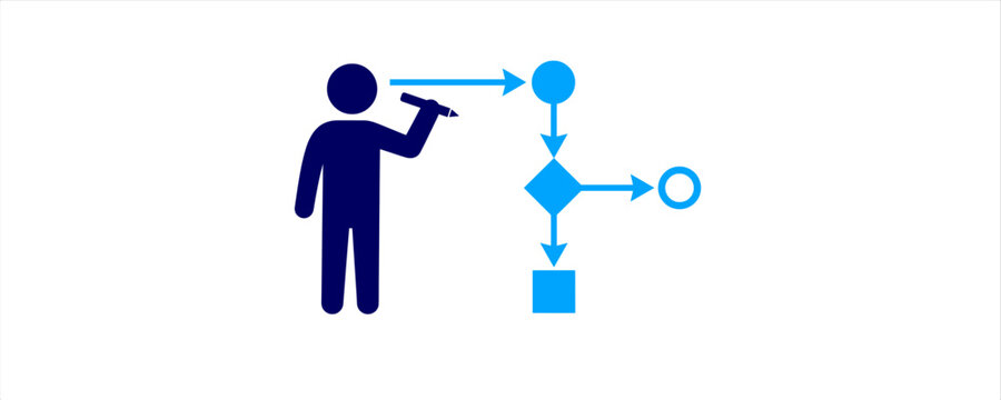 Workflow Process Management Icons. Flat Icon Set, Workflow Process, Flowchart Diagram, Decision Tree, Business Logic, User Planning, Process Mapping, Automation
