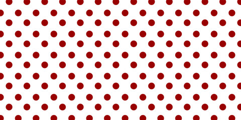 Seamless Polka Dot Pattern Vector Background, Dark Red Maroon Circle Dots on White with Clean Grid Layout for Sport Jersey, Fabric Design, and Minimalist Template © Uddin