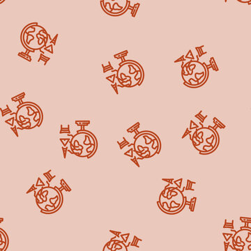 globe with landmarks geographical discoveries line seamless pattern globe with landmarks geographical discoveries thin line illustration