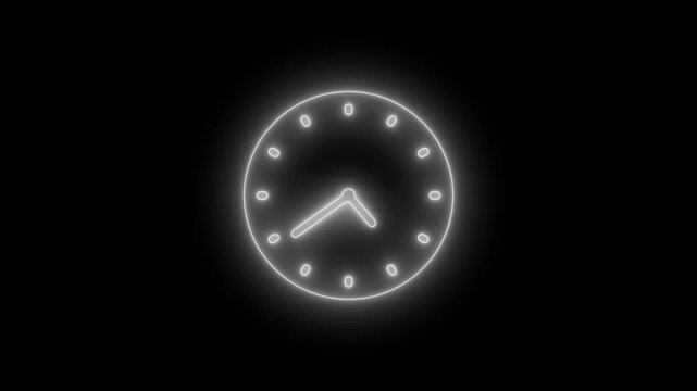 Neon Countdown Timekeeping Animation with Analog Clock Face