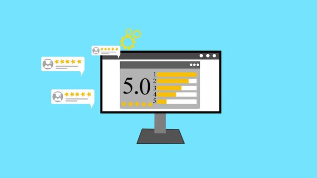 Flat minimalist animation of a desktop computer monitor with a browser window